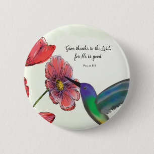 Badge Rond 5 Cm La pensée religieuse de vous Fleurs avec Colibri