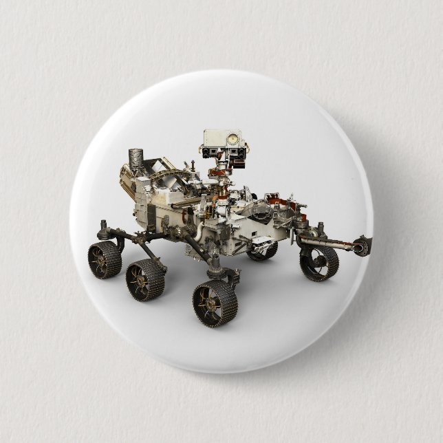 Badge Rond 5 Cm La Persévérance Mars Rover Sur Arrière - plan Blan (Devant)