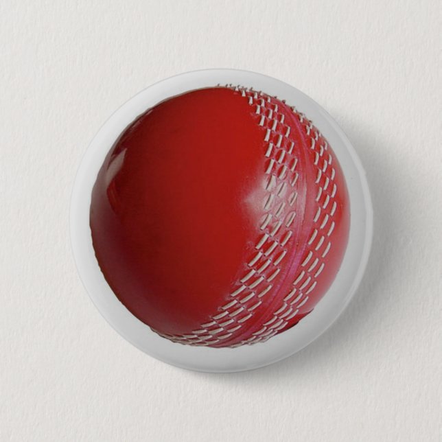 Badge Rond 5 Cm La Personnaliser rouge de la balle de cricket avec (Devant)