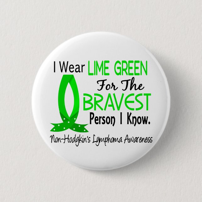 Badge Rond 5 Cm La personne la plus courageuse je sais le lymphome (Devant)