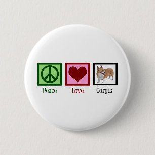 Badge Rond 5 Cm La photo de Corgi d'amour pour la paix