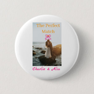 Badge Rond 5 Cm La photo de couple de mariage correspondance parfa