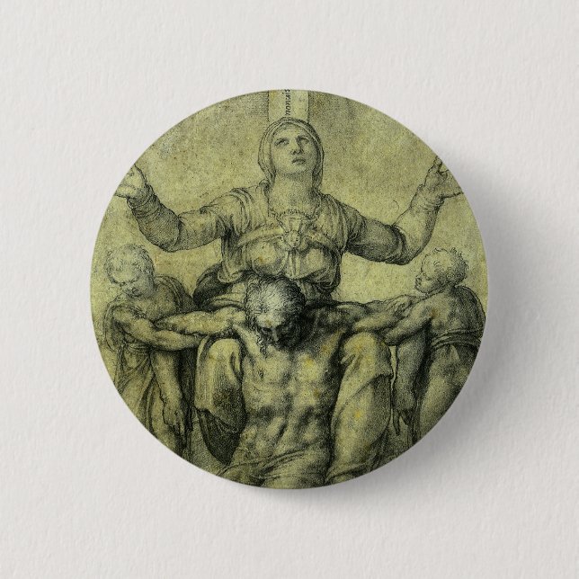 Badge Rond 5 Cm La Pieta de Michelangelo pour Vittoria Colonna (Devant)