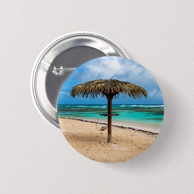 Badge Rond 5 Cm La plage de l'Anse des Rochers (Devant & derrière)