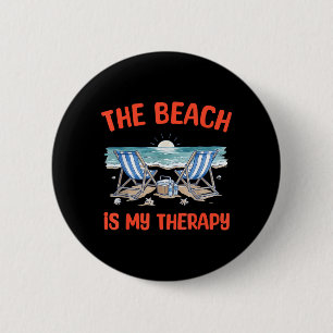Badge Rond 5 Cm La plage est une thérapie de vacances d'été thérap
