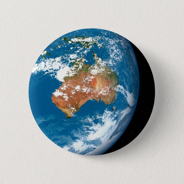 Badge Rond 5 Cm La Planète Terre Montre Des Nuages Sur L'Australie (Devant)