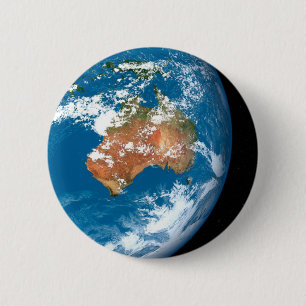 Badge Rond 5 Cm La Planète Terre Montre Des Nuages Sur L'Australie
