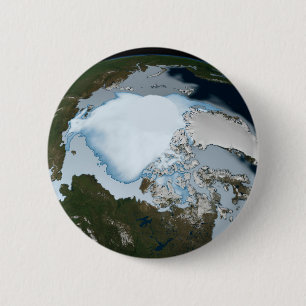 Badge Rond 5 Cm La Planète Terre Montre La Couverture De Glace De