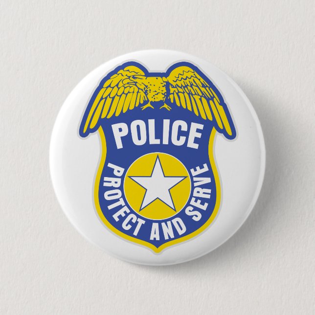 Badge Rond 5 Cm La police protège et sert l'insigne (Devant)