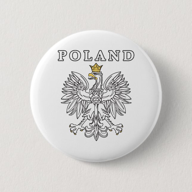 Badge Rond 5 Cm La Pologne avec Eagle polonais (Devant)