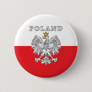 Badge Rond 5 Cm La Pologne avec Eagle polonais