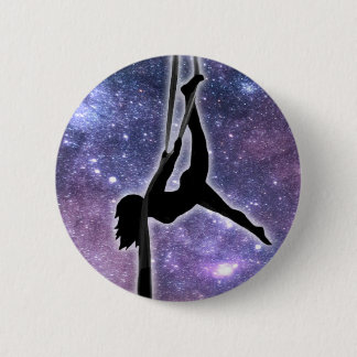 Badge Rond 5 Cm La pose de la danseuse de Galaxy Aerialist sur les
