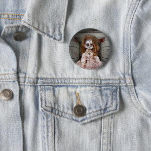 Badge Rond 5 Cm La poupée en porcelaine hantée vintage de Slippery