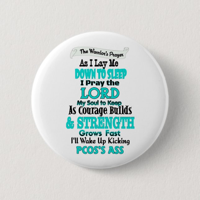 Badge Rond 5 Cm La prière du guerrier...PCOS (Devant)