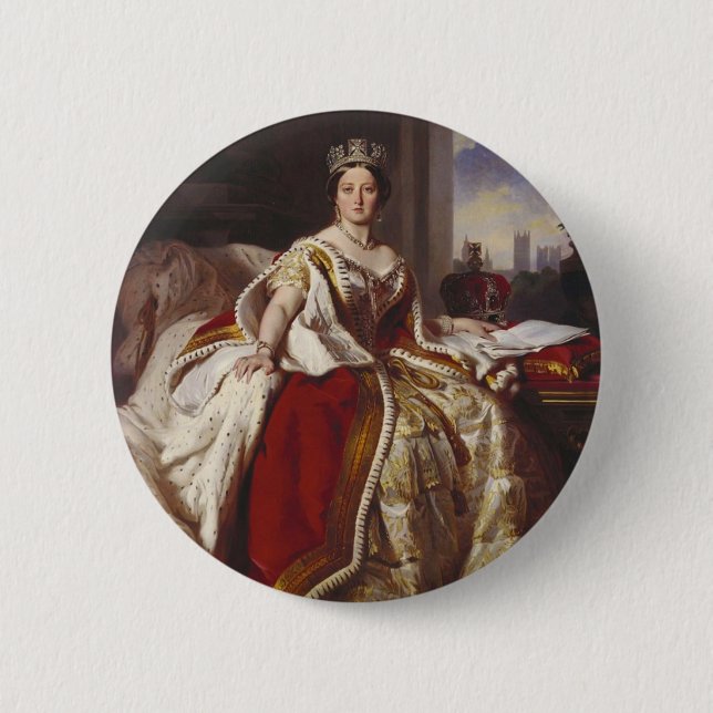 Badge Rond 5 Cm La Reine Victoria : Couronnement (Devant)
