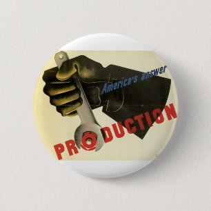 Badge Rond 5 Cm La réponse de l'Amérique ! Production