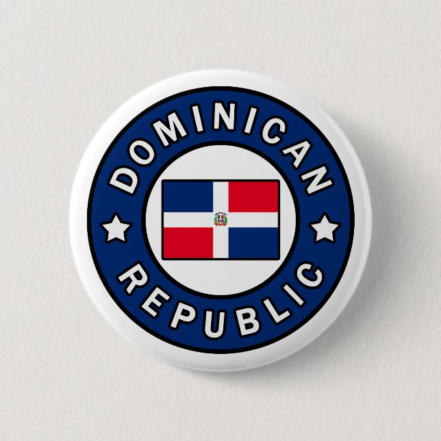 Badge Rond 5 Cm La République Dominicaine (Devant)