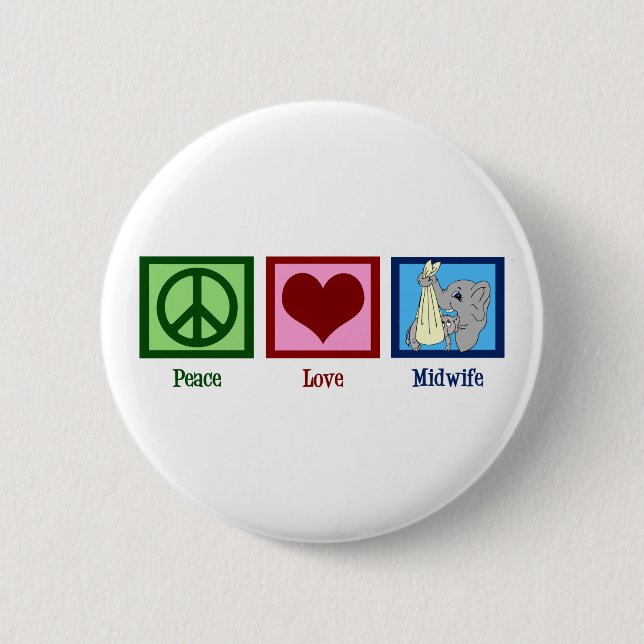Badge Rond 5 Cm La sage-femme de Peace Love (Devant)
