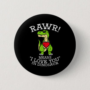 Badge Rond 5 Cm La Saint-Valentin des enfants Dino Rawr Je t'aime
