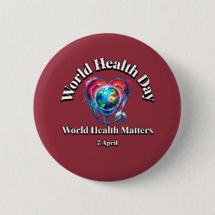 Badge Rond 5 Cm La Santé Mondiale Compte. Journée mondiale de la s