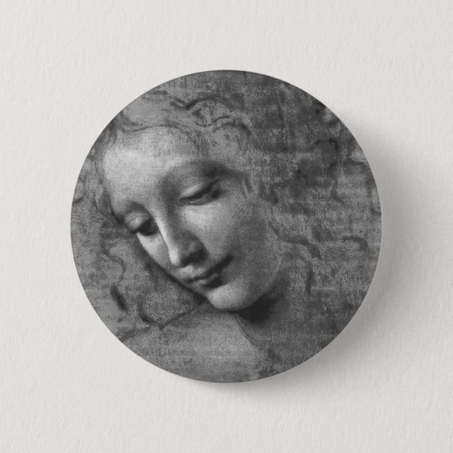 Badge Rond 5 Cm La Scapigliata par Leonardo da Vinci (Devant)