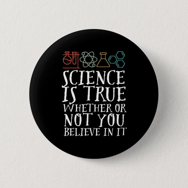 Badge Rond 5 Cm La science drôle est un vrai Geek et scientifique  (Devant)