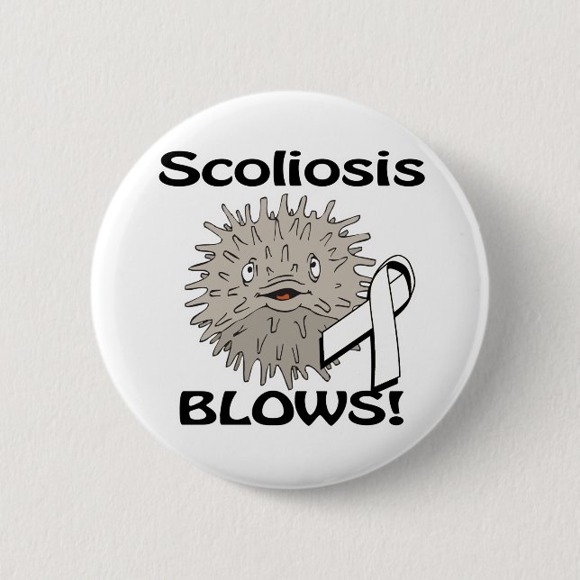 Badge Rond 5 Cm La Scoliose Bat Conception De Sensibilisation (Devant)
