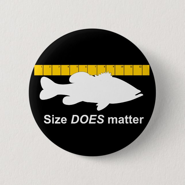 Badge Rond 5 Cm La "taille importe" - pêche au bar drôle (Devant)