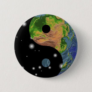 Badge Rond 5 Cm La terre de Yin Yang