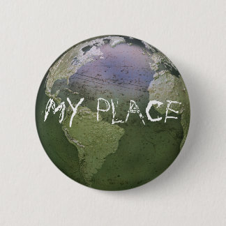Badge Rond 5 Cm La terre grunge + MON ENDROIT