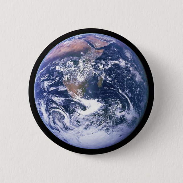 Badge Rond 5 Cm La Terre vue depuis Apollo 17 alias Le Marbre Bleu (Devant)
