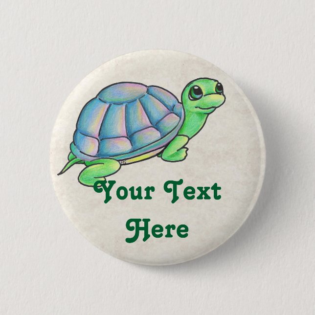 Badge Rond 5 Cm La tortue boutonne le modèle (Devant)