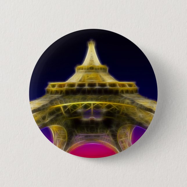 Badge Rond 5 Cm La Tour Eiffel, Paris, France (Devant)