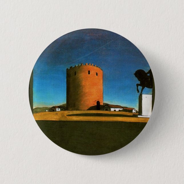 Badge Rond 5 Cm La tour rouge par Giorgio de Chirico 1913 (Devant)