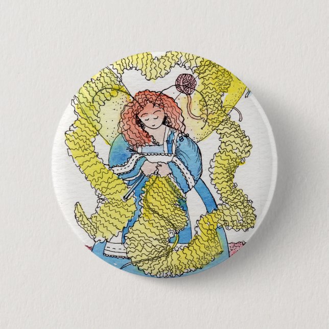 Badge Rond 5 Cm La tricoteuse (Devant)