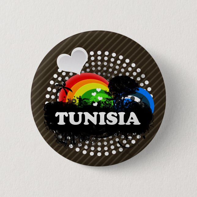 Badge Rond 5 Cm La Tunisie fruitée mignonne (Devant)