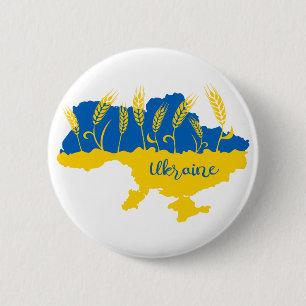 Badge Rond 5 Cm La typographie ukrainienne et l'oreille au blé sur