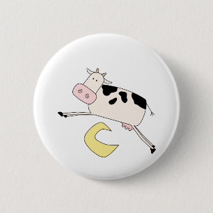 Badge Rond 5 Cm La vache saute par-dessus des T-shirts et des cade
