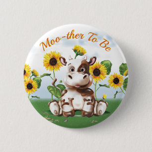 Badge Rond 5 Cm La vache Tournesol Mère être