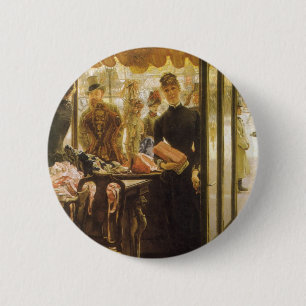 Badge Rond 5 Cm La Vendeuse by James Tissot, Art Fin Victorien