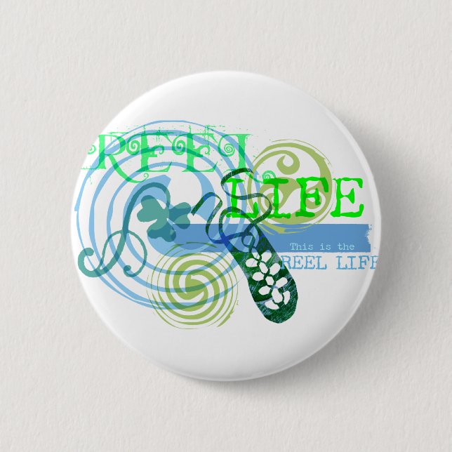 Badge Rond 5 Cm La vie de bobine dans le bleu (Devant)