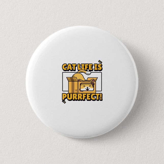 Badge Rond 5 Cm La Vie Du Chat Est Ciblée (Devant)