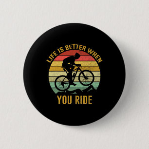 Badge Rond 5 Cm La vie est meilleure quand vous faites du VTT Vint