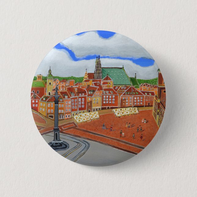 Badge Rond 5 Cm La Vieille Ville De Varsovie (Devant)