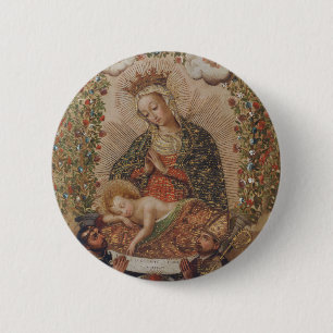 Badge Rond 5 Cm La Vierge adorant le Christ Enfant Noël