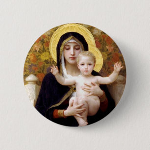 Badge Rond 5 Cm La Vierge du Lillies