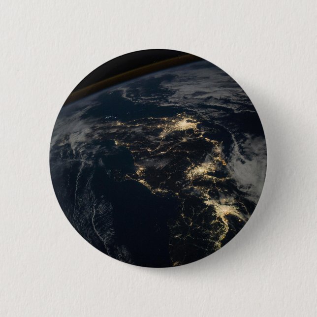 Badge Rond 5 Cm La Ville Éclairait Le Japon La Nuit. (Devant)