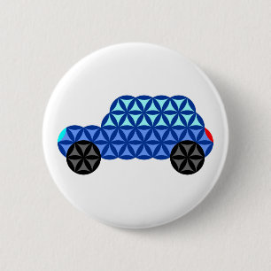 Badge Rond 5 Cm La Voiture De Vie - Formes Sacrées B1, Bleu.