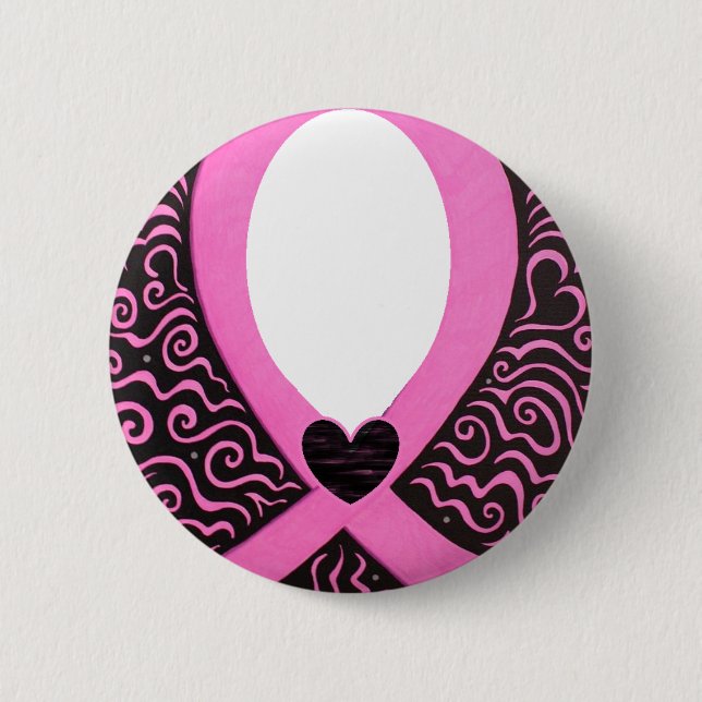 Badge Rond 5 Cm La vue rose de ruban de cancer du sein ajoutent (Devant)