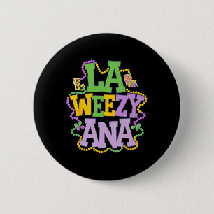 Badge Rond 5 Cm La Weezy Ana Carte de la Louisiane ludique avec fe